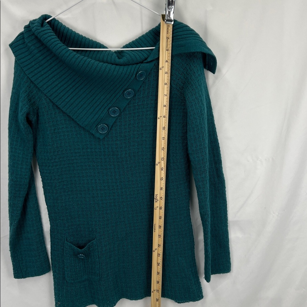 J J Original - Women’s Sweater - Green Teal - Medium - Cowl Neck - Picture 5 of 8